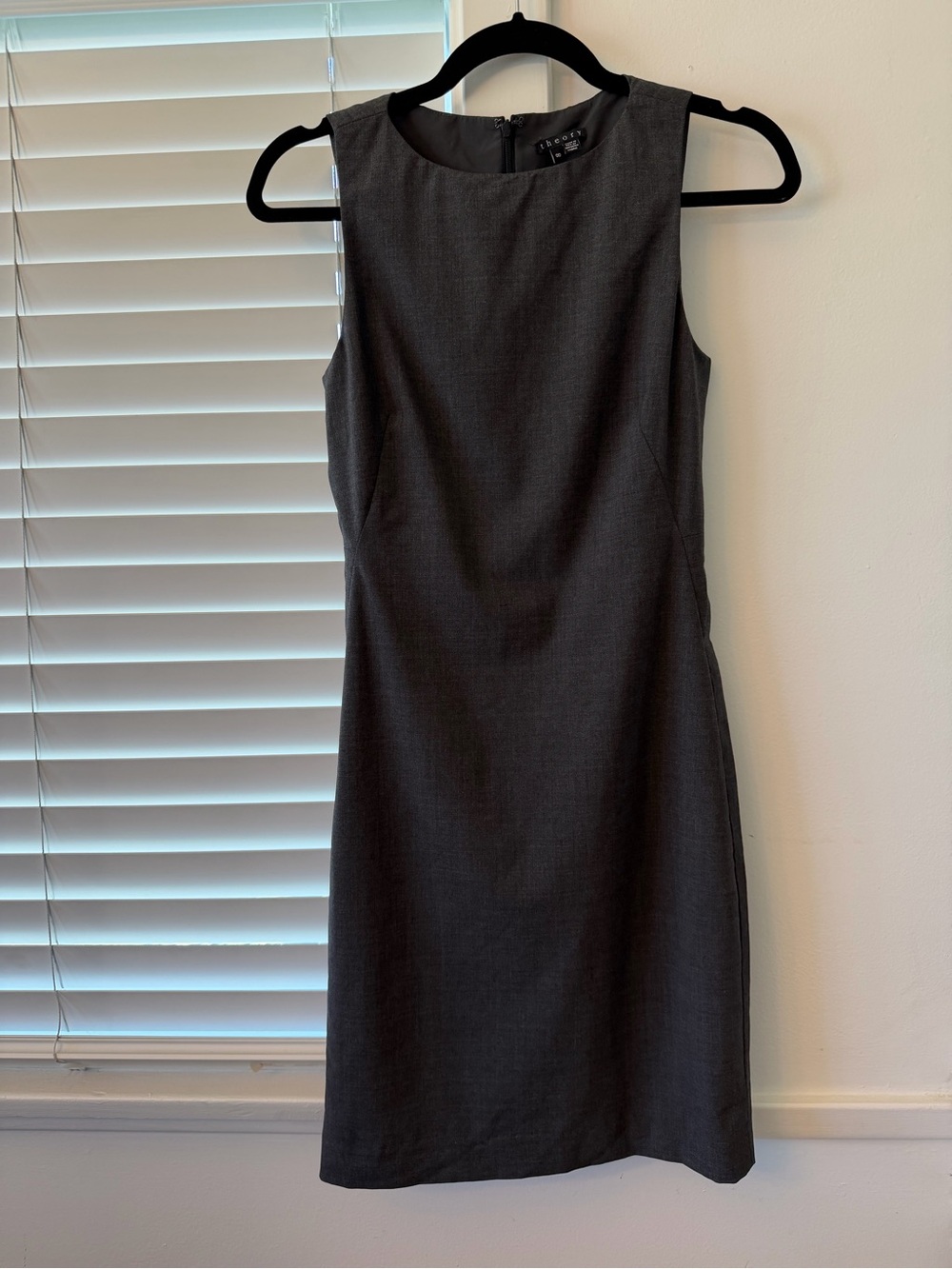 Theory Sleeveless Midi Sheath Dress in Dark Gray